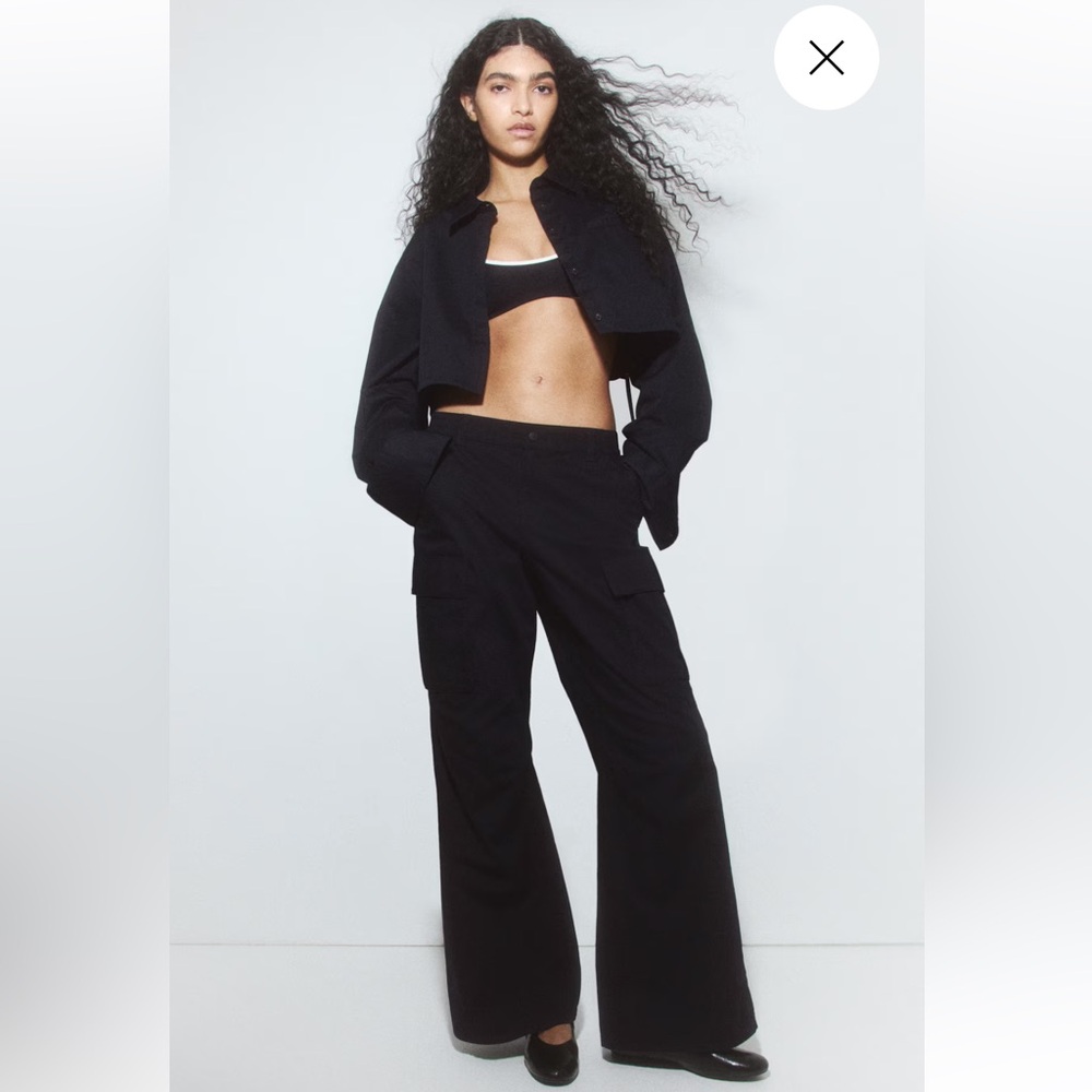 BNWT H&M CANVAS CARGO PANTS Black
